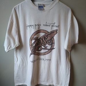 Jimmy Page Robert Plant Led Zeppelin No Quarter Vintage 1995 Tour Shirt sz LG 